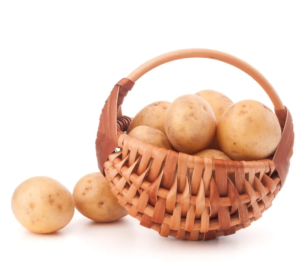 Potato tubers  in wicker basket — Stock Photo, Image