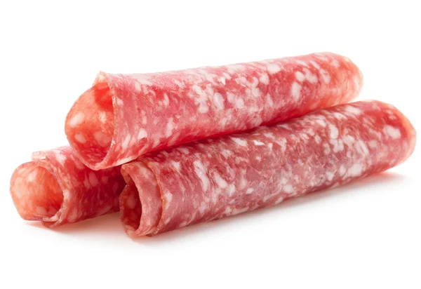 Salami korv skivor — Stockfoto