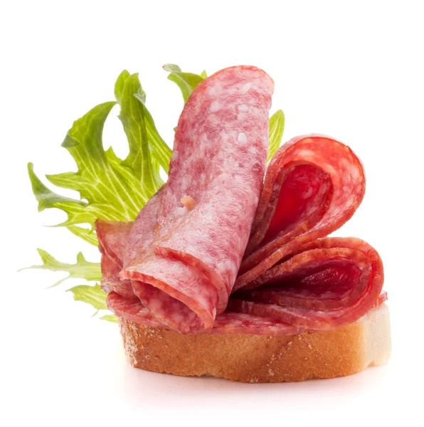 Sandwich with salami sausage — Stock Photo, Image