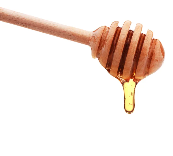 Honey dripping from dipper — Stock Photo, Image