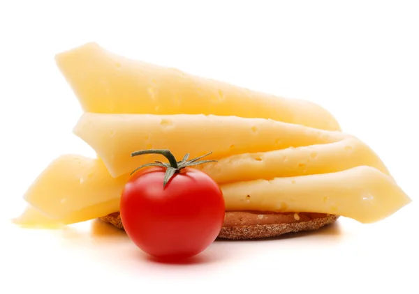 Cheese sandwich and tomato — Stock Photo, Image