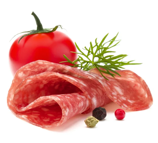 Salame fetta di salsiccia con pomodoro — Foto Stock