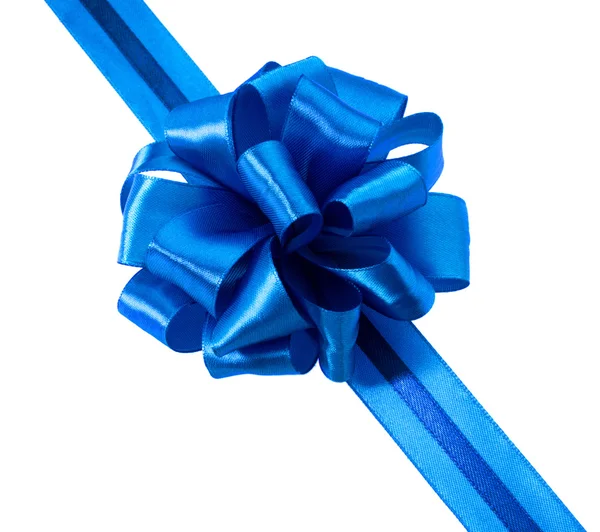 Cinta de regalo azul festivo y lazo — Foto de Stock