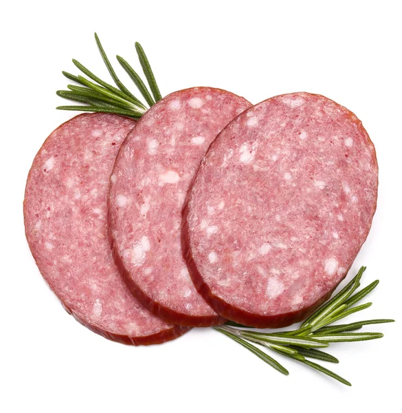 Smoked sausage salami slices — Stock Photo, Image