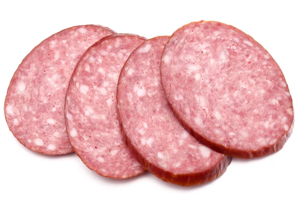 Rökt korv salami skivor — Stockfoto