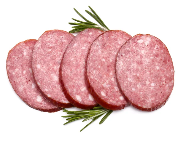 Smoked sausage salami slices — Stock Photo, Image