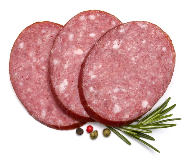 Smoked sausage salami slices — Stock Photo, Image