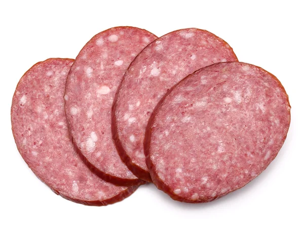 Savustettu makkara salami viipaleet — kuvapankkivalokuva