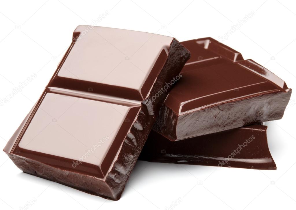 Pieces of dark chocolate bar