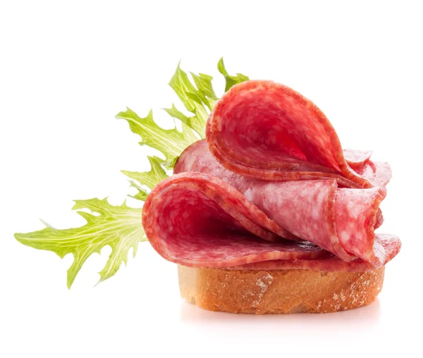 Sandwich with salami sausage — Stock Photo, Image