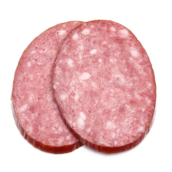 Salami smoked sausage slices — Stock Photo © natika 130624498