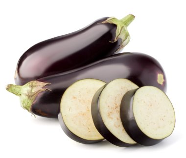 Eggplants vegetable and slices clipart