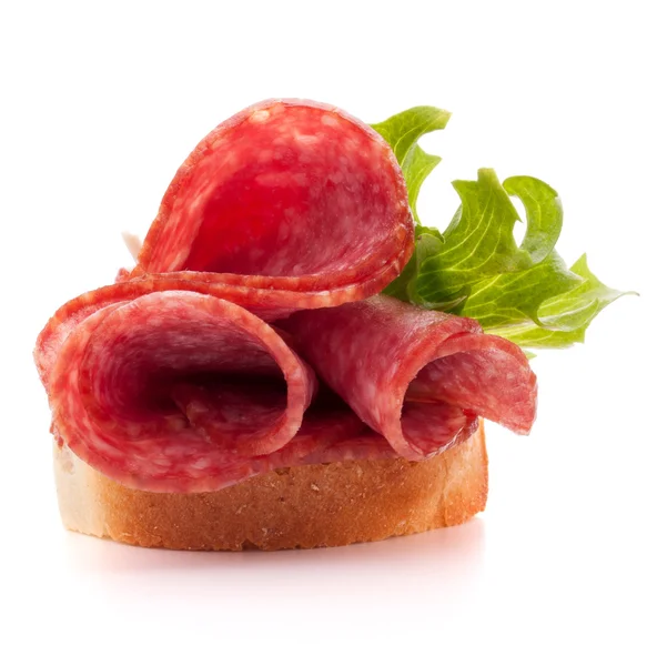 Sandwich with salami sausage — Stock Photo, Image