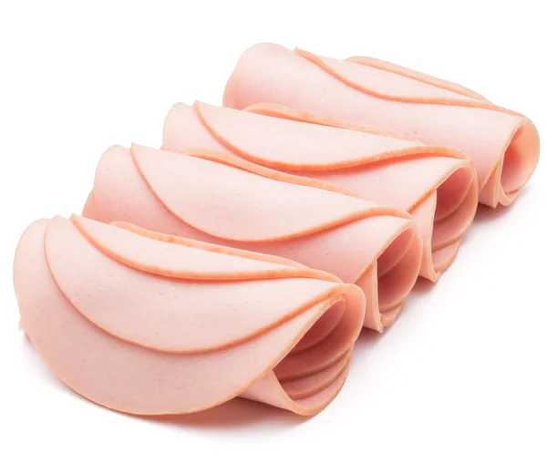 Rolled boiled ham sausage slices — Stock Photo, Image