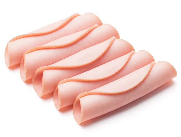 Rolled boiled ham sausage slices — Stock Photo, Image