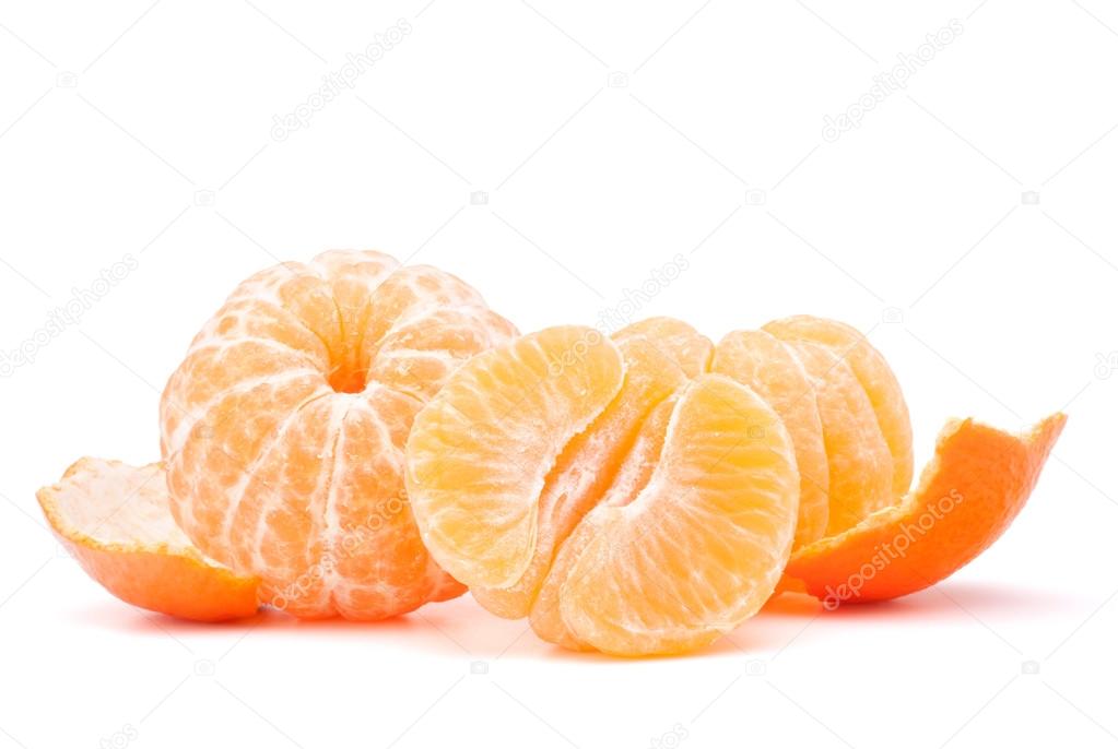 Peeled tangerines fruit