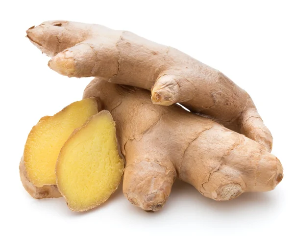 Fresh ginger roots with slices — Stock Photo, Image