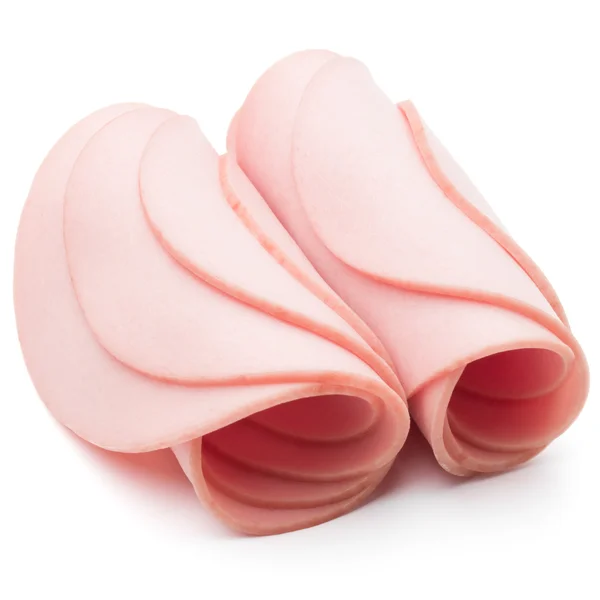 Rolled boiled ham sausage slices — Stock Photo, Image