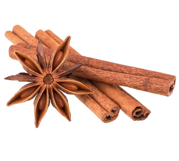 Cinnamon sticks and star anise spice — Stock Photo, Image