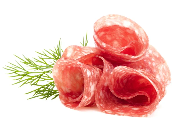 Fette di salame con aneto — Foto Stock