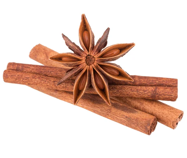 Cinnamon sticks and star anise spice — Stock Photo, Image