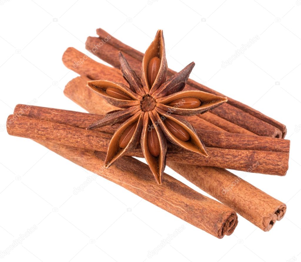 Cinnamon sticks and star anise spice