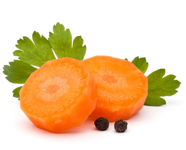 Carrot slices and parsley with peppercorns — Stock Photo, Image