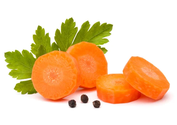 Carrot slices and parsley with peppercorns — Stock Photo, Image