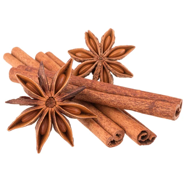 Cinnamon sticks and star anise spice — Stock Photo, Image