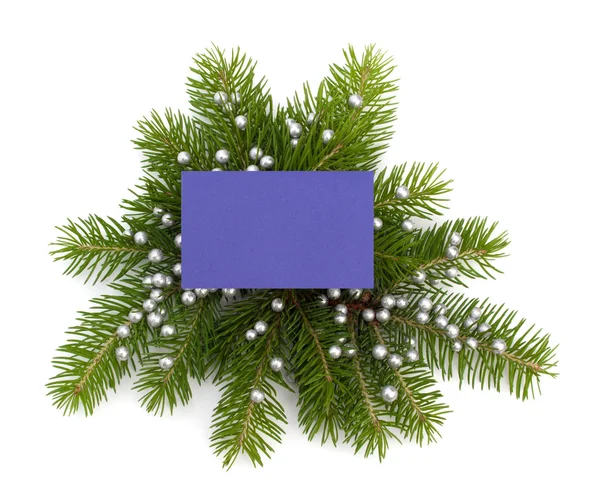 Christmas decoration with greeting card — Stock Photo, Image