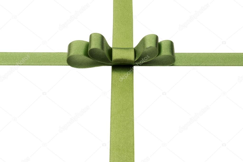Festive green gift ribbon