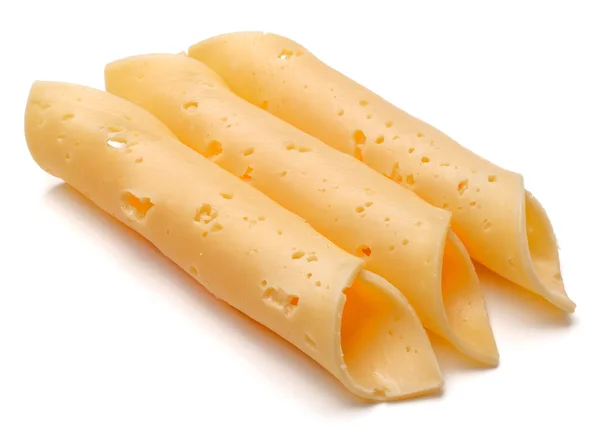 Las rodajas de queso sobre blanco —  Fotos de Stock