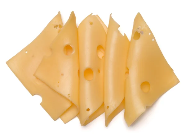 Cheese slices on white — Stock Photo, Image