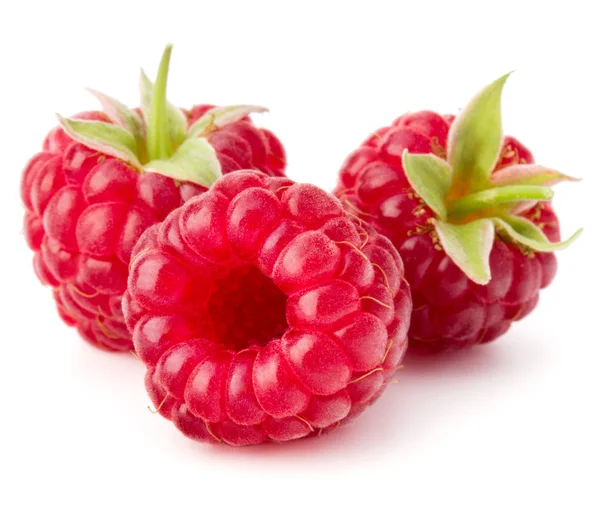 Reife Himbeeren auf weißem Grund — Stockfoto