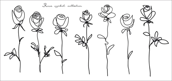 Roses. Collection of isolated flower sketch on white background — Stock Vector