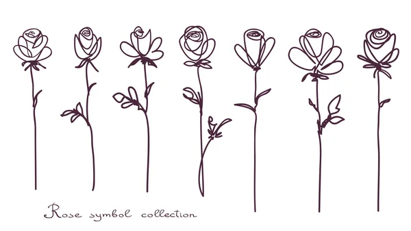 Des roses. Collection de fleurs de rose isolées sur fond blanc — Image vectorielle