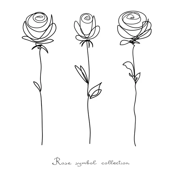 Des roses. Collection de croquis de fleurs isolées sur fond blanc — Image vectorielle