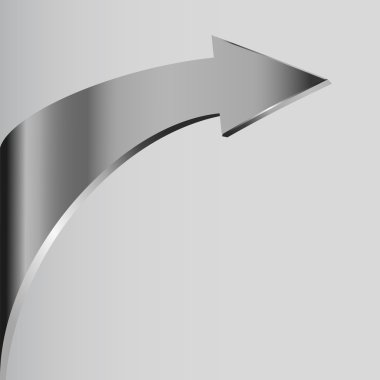 Gümüş ok ve nötr gri arka plan.