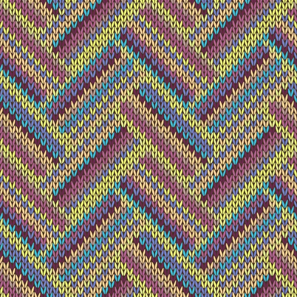 Seamless knitted pattern. Multicolored repeating tribal template. — Stock Vector