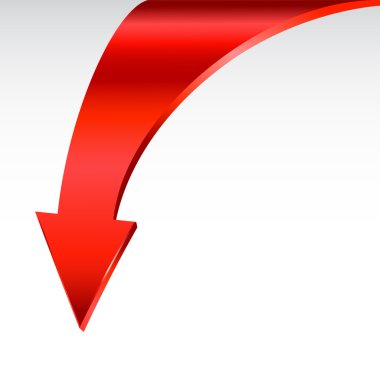 Kırmızı ok ve tarafsız beyaz arka plan.