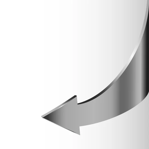 Silver metal arrow points backward — Stock Vector