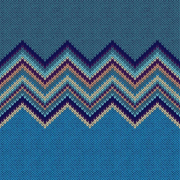 Nahtlose ethnische geometrische Strickmuster. Stil blau gelb gre — Stockvektor