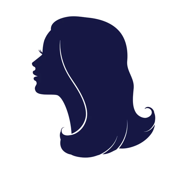 Perfil facial de mujer. Silueta de cabeza femenina . — Vector de stock