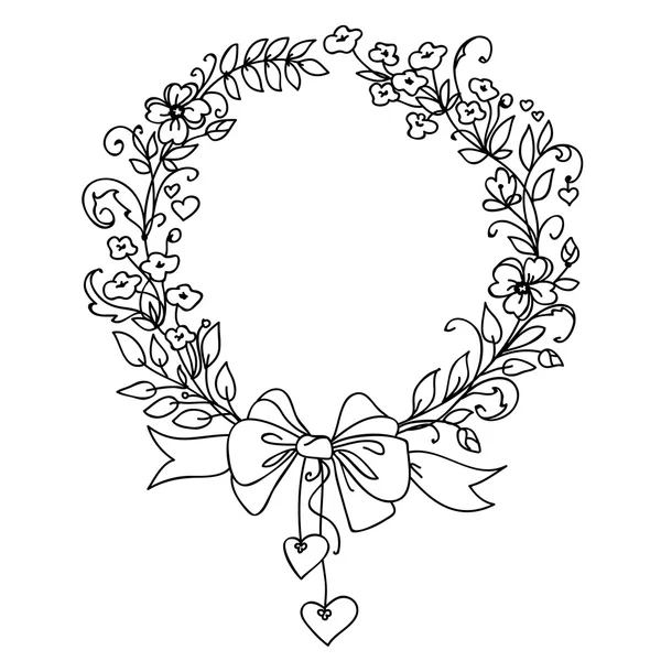 Couronne vectorielle vintage florale dessinée à la main . — Image vectorielle