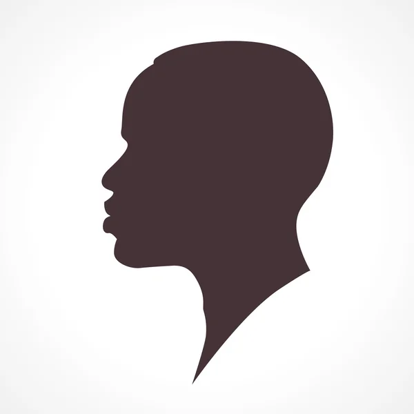 Hombre africano silueta de la cara aislado en blanco — Vector de stock