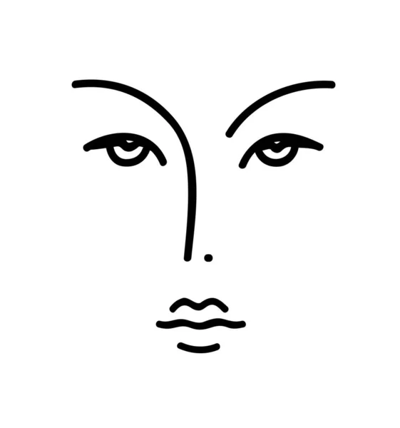 Hermosa cara de chica. Atractivo joven mujer retrato concepto de belleza femenina. Ilustración vectorial en blanco y negro. — Vector de stock