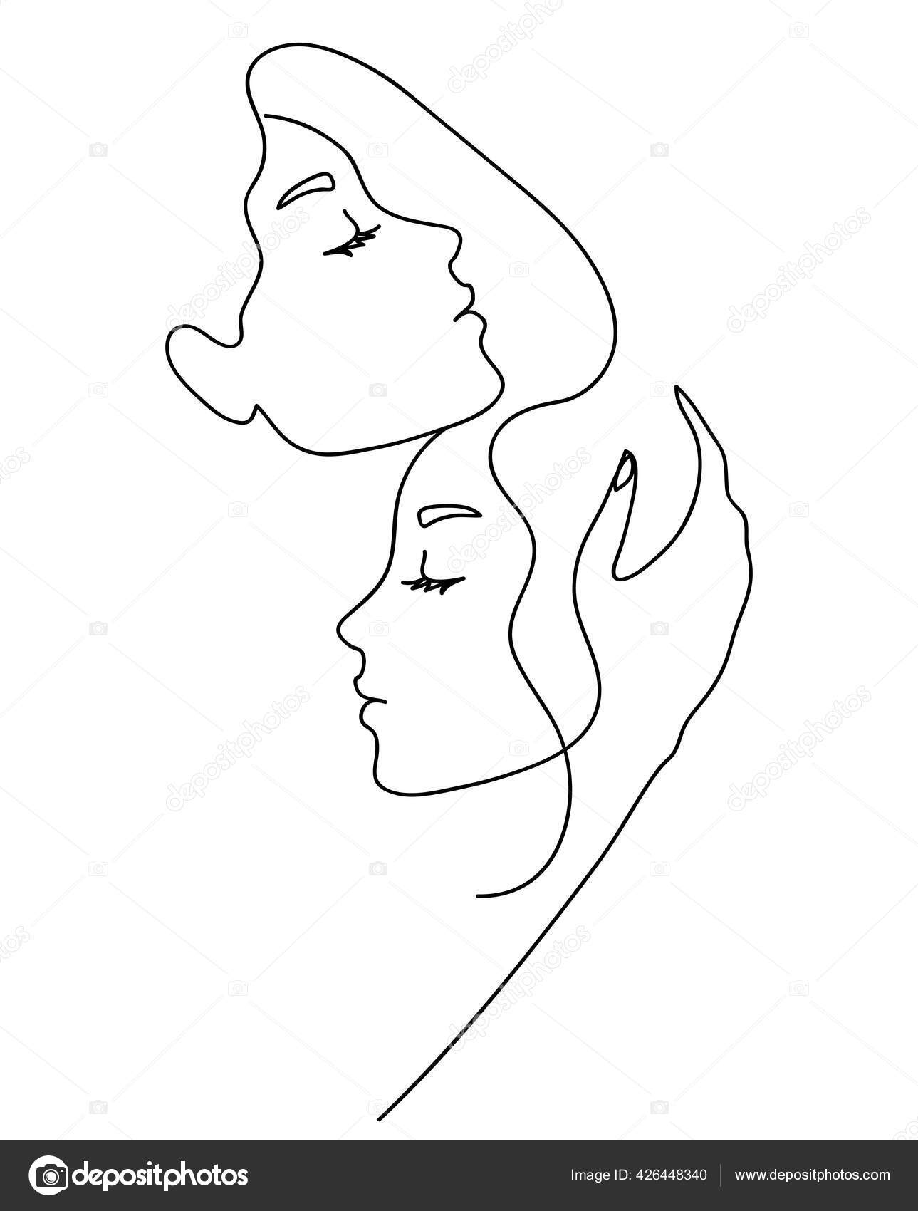 夫妻的女朋友和姐妹。手绘线条艺术图库矢量图©prezent 426448340, image size:1289x1700