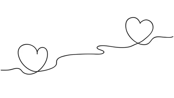 Καρδιά. Αφηρημένο σύμβολο αγάπης. Κυκλοφορία μεταξύ δύο αγαπημένων ανθρώπων. Σήμανση γεωεντοπισμού και σχέδιο ταξιδιού με το σύμβολο της καρδιάς. Συνεχής ζωγραφική γραμμή σχέδιο διάνυσμα εικονογράφηση — Διανυσματικό Αρχείο