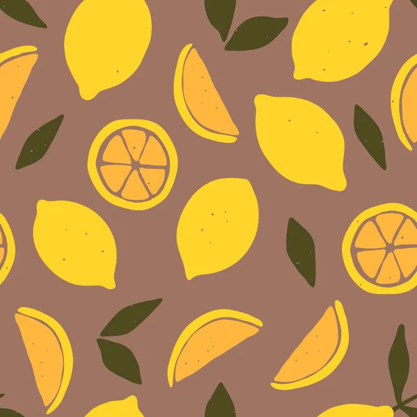 Nahtloses Muster mit Zitronen. — Stockvektor
