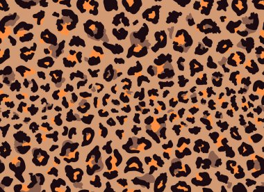 Kusursuz leopar kürkü deseni. Modaya uygun vahşi leopar desenli arka plan. Modern panter hayvan dokusu tekstil baskısı tasarımı. Tarz vektör renk resimlemesi